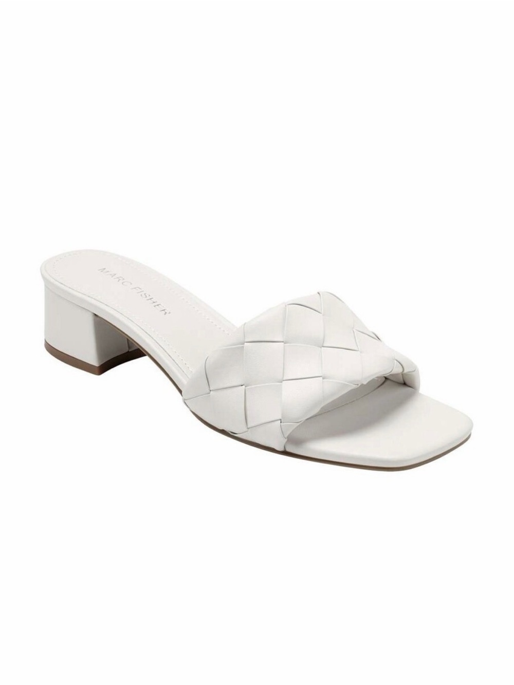 Marc Fisher Casper White Woven Leather Slide Sandals Size 7